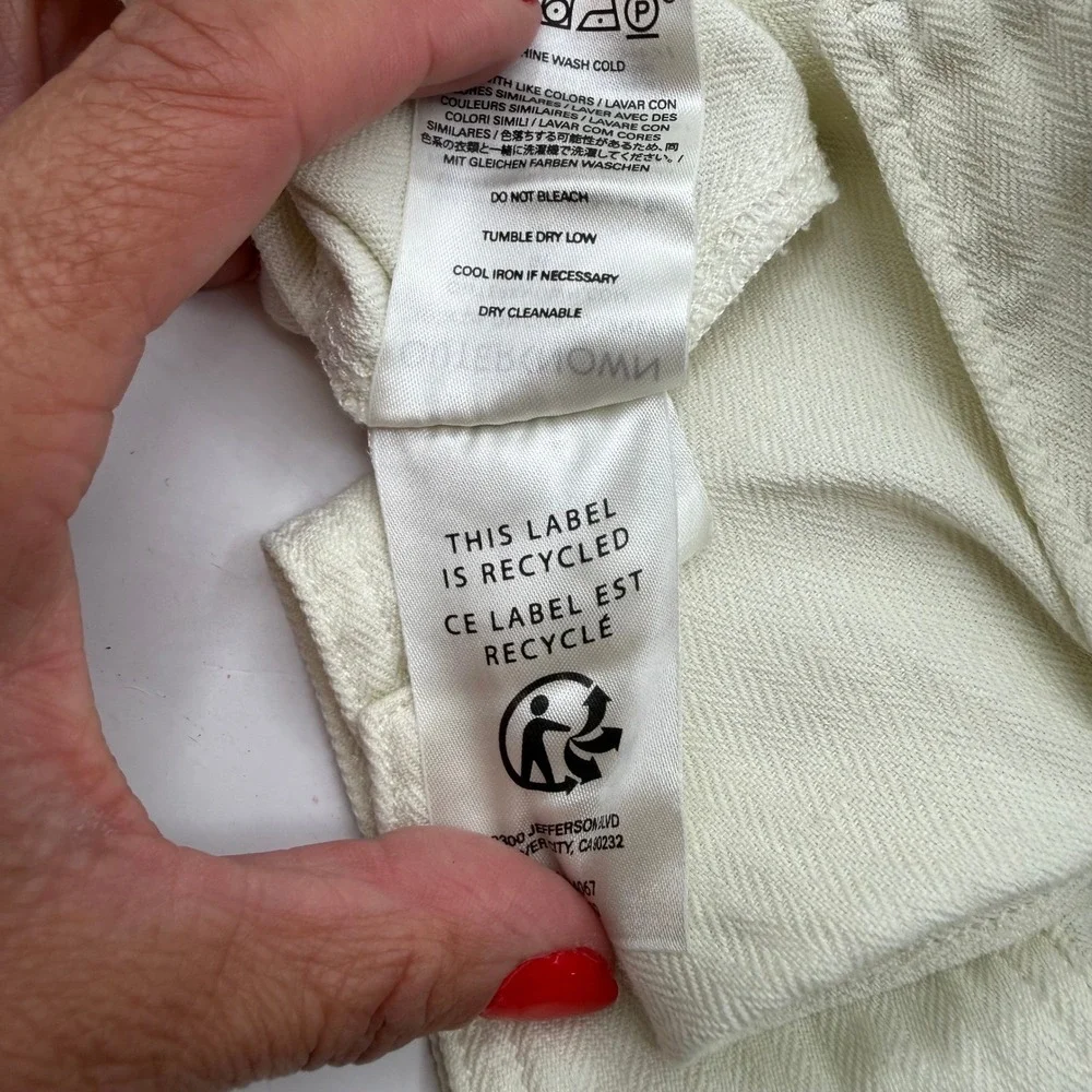 Outerknown Shirt Dress Womens M White Linen Organic Cotton Herringbone Lagenlook